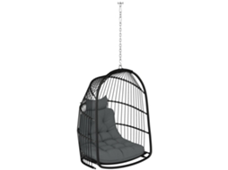 Cadeira Suspensa Cinza Escuro, Rattan, Dobrável, 150kg.-okc