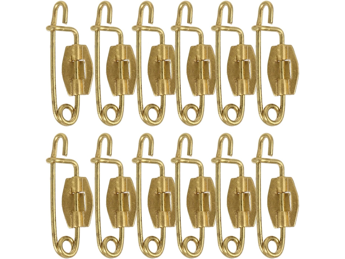 50 alfinetes de segurança dourados, formato P, resistentes à ferrugem, para trabalhos manuais, versáteis e detalhados.