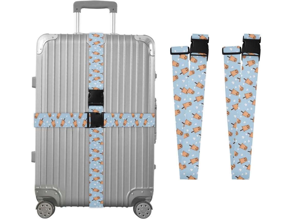 Conjunto De 2 Cintas Bagagem Love Pearl Com Estampa Chá Leite, Ideais Para Malas De Viagem Cintas Ajustáveis E