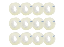 Refil com 12 Rolos de Fita Adesiva Transparente, Fita Adesiva Transparente Brilhante Multiuso para Escritório, Casa e Escola BRILVIBERA