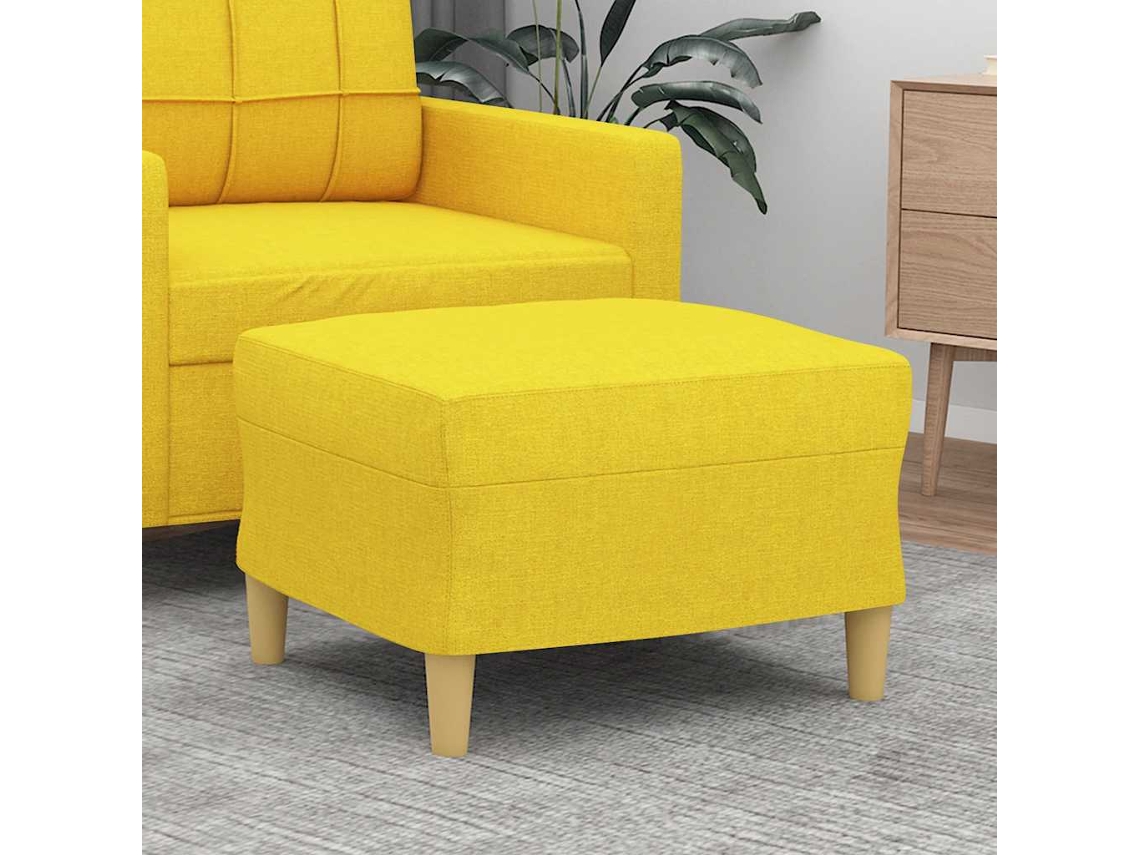 Vidaxl Apoio De Pés 60x50x41 Cm Tecido Amarelo-claro