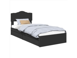 Cama com Armazenamento Preto 70x190 cm Madeira Processada MAISON EXCLUSIVE