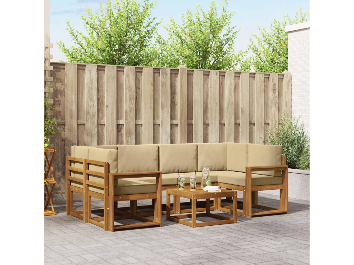 Vidaxl Conjunto De Sofás Para Exterior 7 Unid. Natural E Bege
