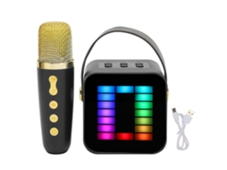 Mini Máquina de Karaokê Bluetooth com Microfone RGB Chip Digital | S/MARCA