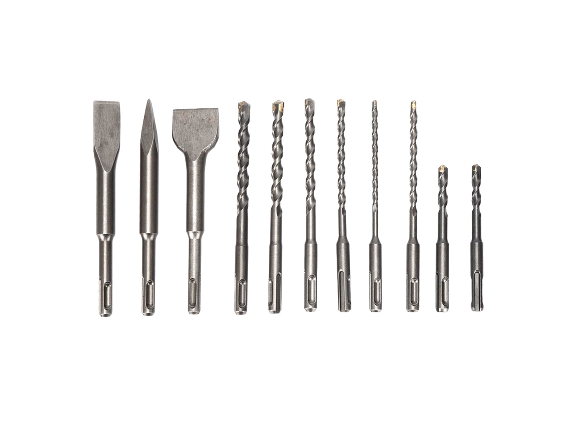 Conjunto 8 Brocas Rotativas Martelo Metal Duro + 3 Picaretas para Concreto Tijolo Pedra S/MARCA