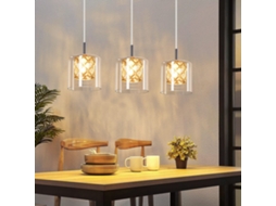 Luminária Pendente Moderna De Vidro Cristal G9 Para Sala De Jantar Com Altura Ajustável Nettlife