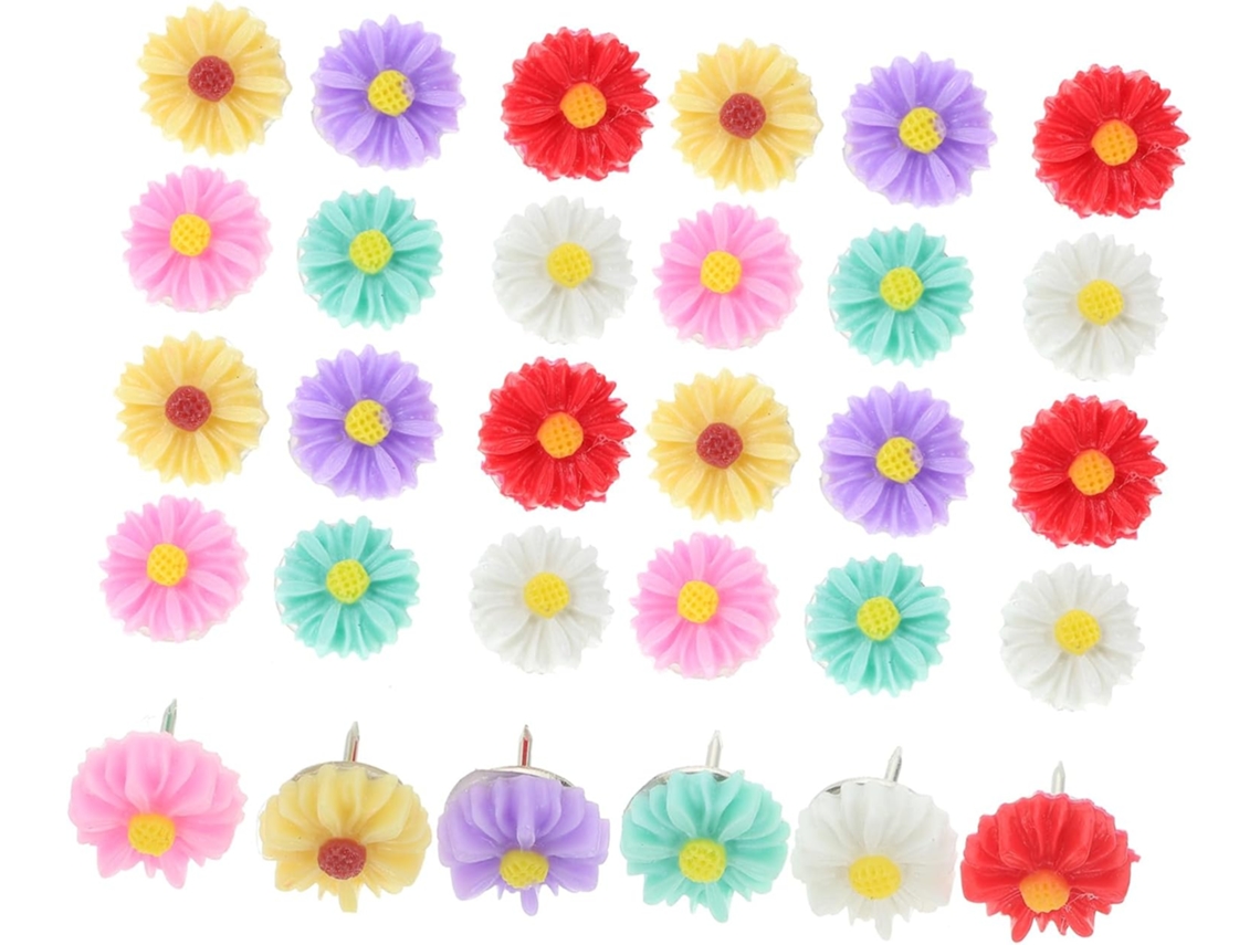 Criativas Tachinhas Decorativas com Design de Margarida, 30 Unidades, em Ferro Niquelado, Ideal para Decoração de