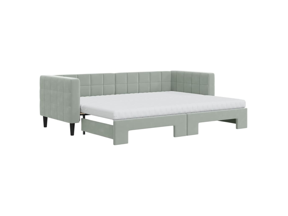 Sofá-cama com gavetão VIDAXL Cinzeto Veludo (80 x 200 cm)