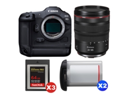 Eos R3 + Rf 24 105mm F/4 L Is Usm + 3 Sandisk 64gb Extreme Pro Cfexpress Type B + 2 Canon Lp e19 + Ebook “20 Dicas para Fotos Que Impressionam” CANON