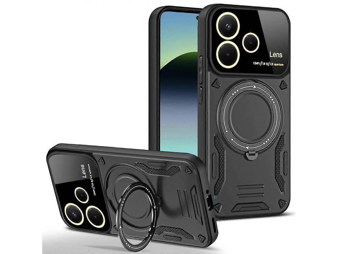 Capa Giratória Magnética Com Suporte E Tpu Para Xiaomi Redmi Note 14 5g, Preta