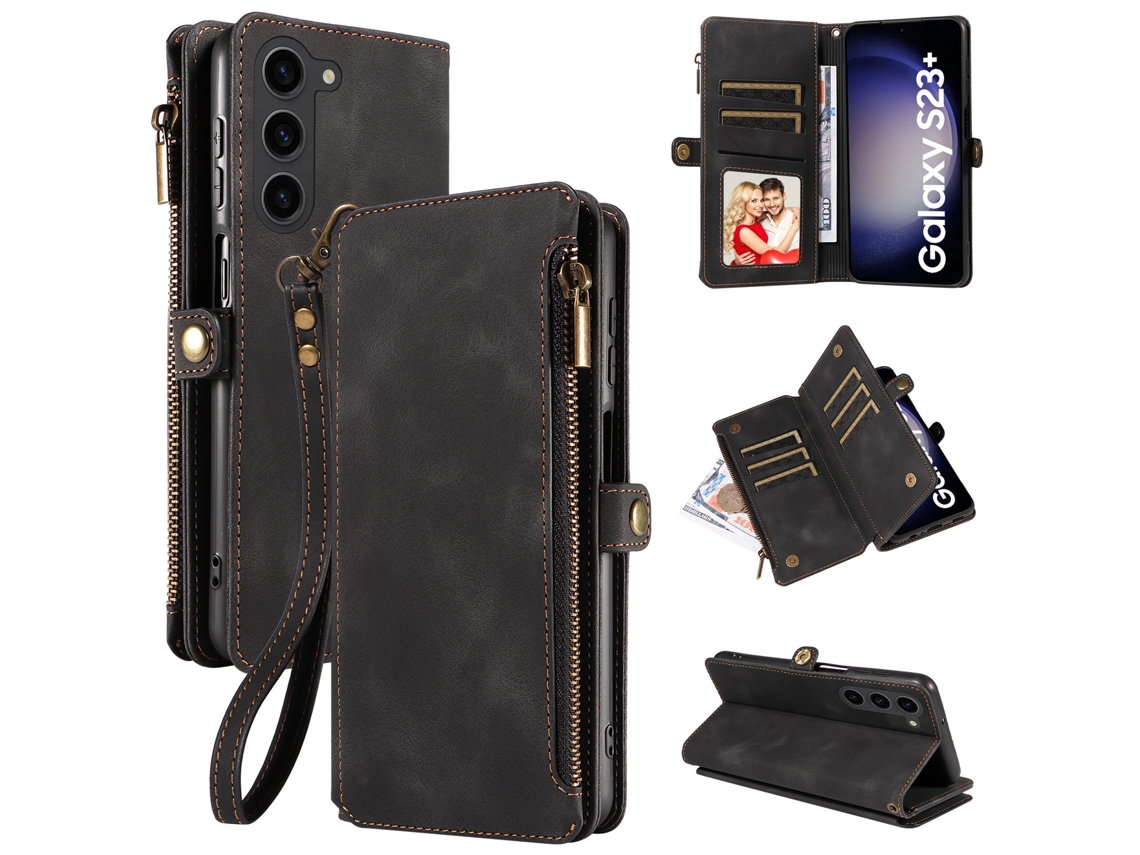 Capa Flip De Couro Com Zíper, Compatível Com Samsung.preto - S25 Edge