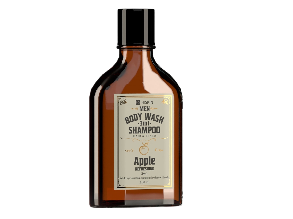 Shampoo de cuidados pessoais masculino premium 3 em 1 com infusão de Whisky e essência de maçã, 100ml Hiskin
