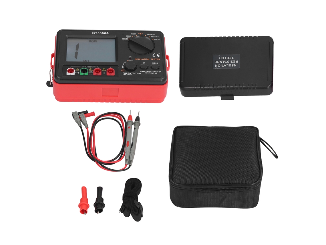 Medidor de resistência de isolamento digital Primerox GT5306A, tensão 250V, 500V, 1000V | S/BRAND