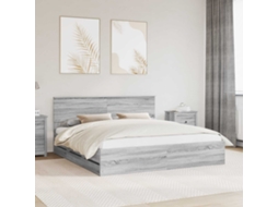 Vidaxl Estrutura Da Cama Com Gaveta Cinza Sonoma 200 X 200 Cm