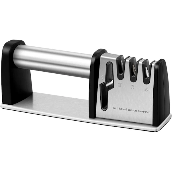 Afiador De Facas /ea/, 4 Em 1, Acessórios Para Cozinha Chef, Ferramenta Afiar Lâminas E Tesouras Cozinha, Manual Profissional Aquaforge