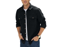 Casaco De Camisa Corduroi Button Down Para Homens - Casual Com Peito M-3xl