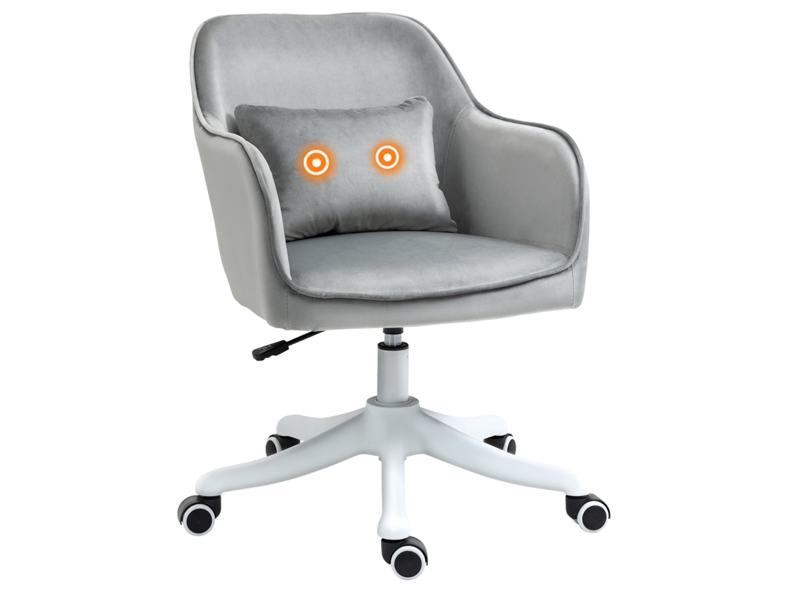 Cadeira de Escritório Veludo com Massagem, Lombar, Giratória, Cinza Claro VISTA SHOP