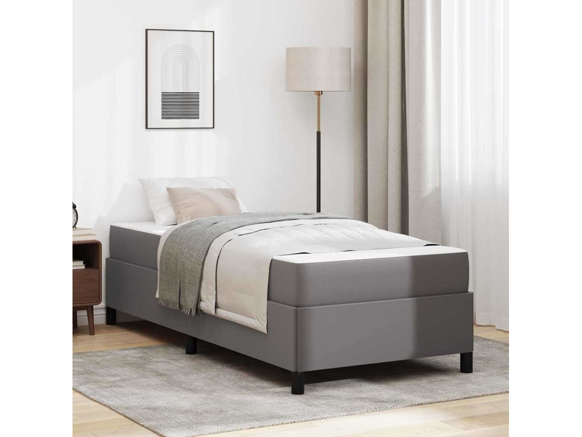 Vidaxl Estrutura Da Cama Com Colchão Cinzeto 90 X 200 Cm Tecido