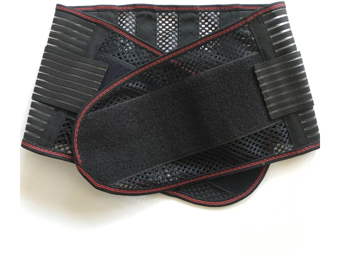 Encosto, Lombar, Suporte Extra, Respirável, Ajustável, Velcro, 1 Peça, Preto/vermelho