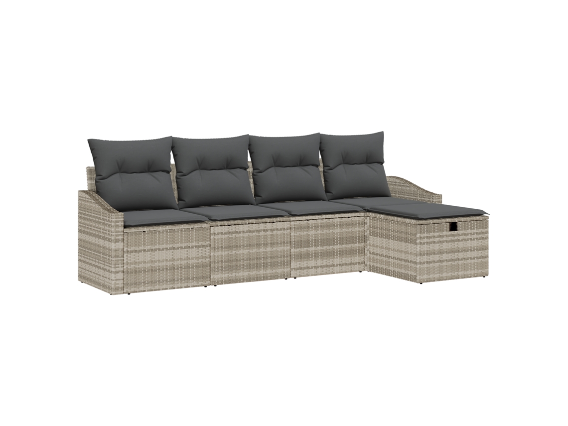Conjunto 6 Sofá Exterior Vidaxl Cinzento-claro Vime Pe (233 X 117 X 85 Cm)