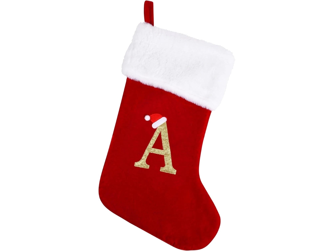 Meia De Natal De 20 Polegadas Com Estampa De Letras, Meia De Natal Vermelha Grande, Adequada Para Árvore De Natal E Decorações Natalinas A