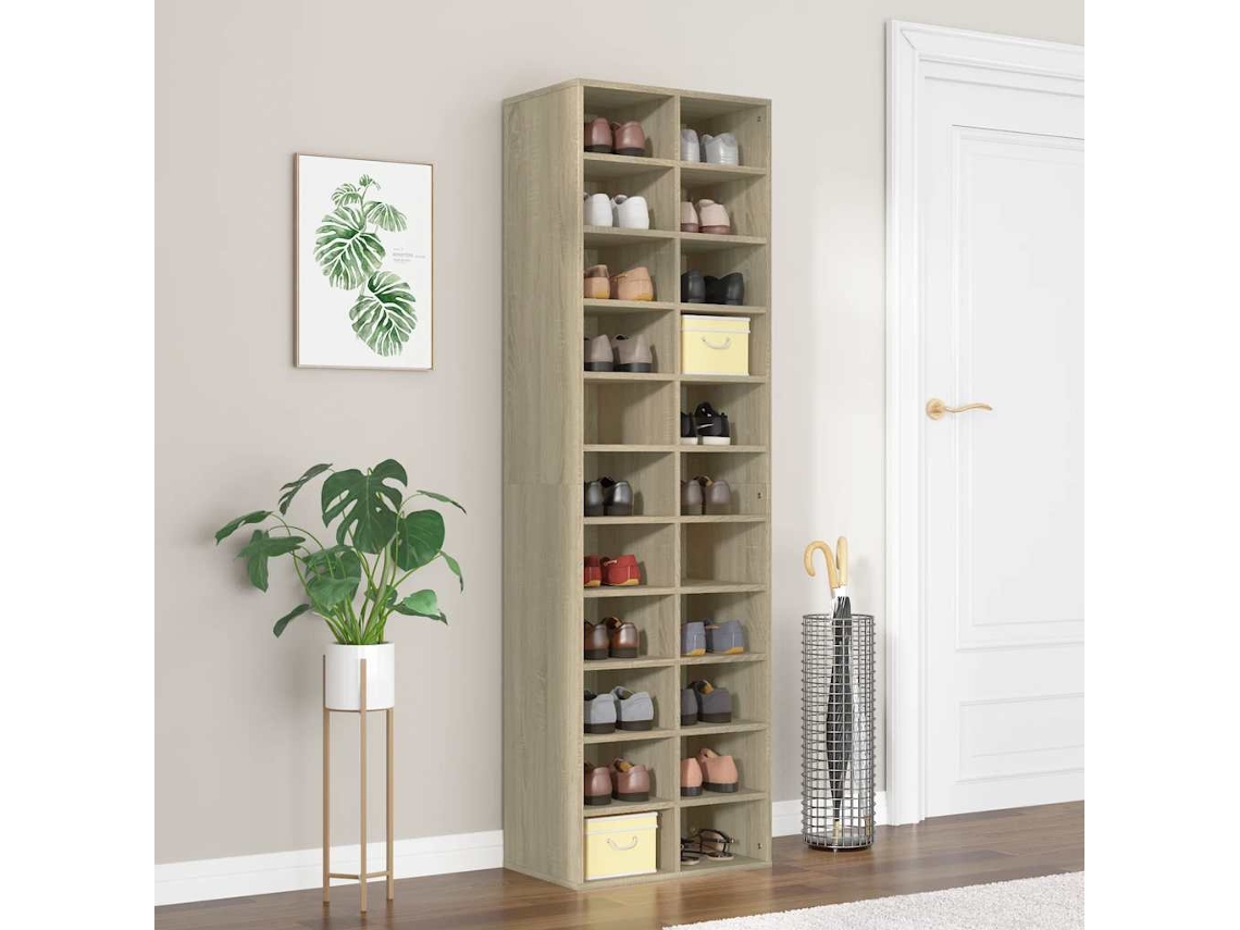 Vidaxl Armário Para Sapatos 54x34x183 Cm Contraplacado Carvalho Sonoma
