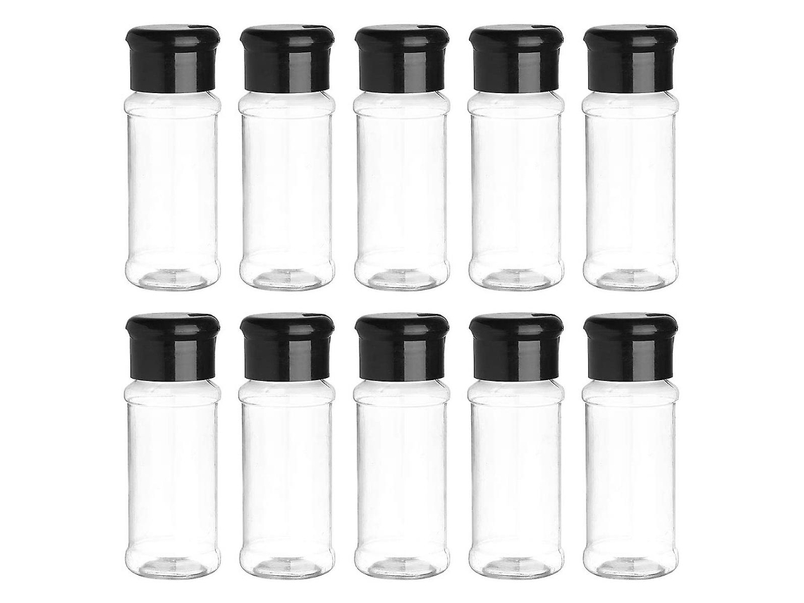 30 Frascos de Especias de Plástico Pet Con Tapa Giratoria Y Filtrador para Almacenar Hierbas, Condimentos Y Polvos Transparentblack