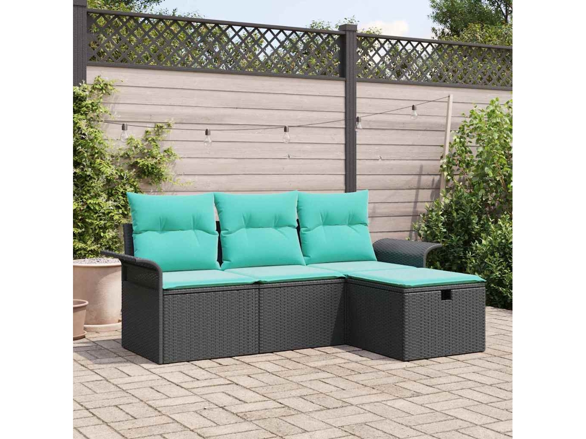 Vidaxl Conjunto De Sofá De Jardim 4 Unid. Rattan Sintético