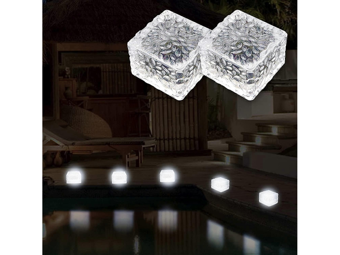 Omni 2 Pack Luz Solar Ladrillos de Pvc Luz Blanca Fría Con Sensor de Luz, Luz Exterior Jardín Decoración 7x7x5cm