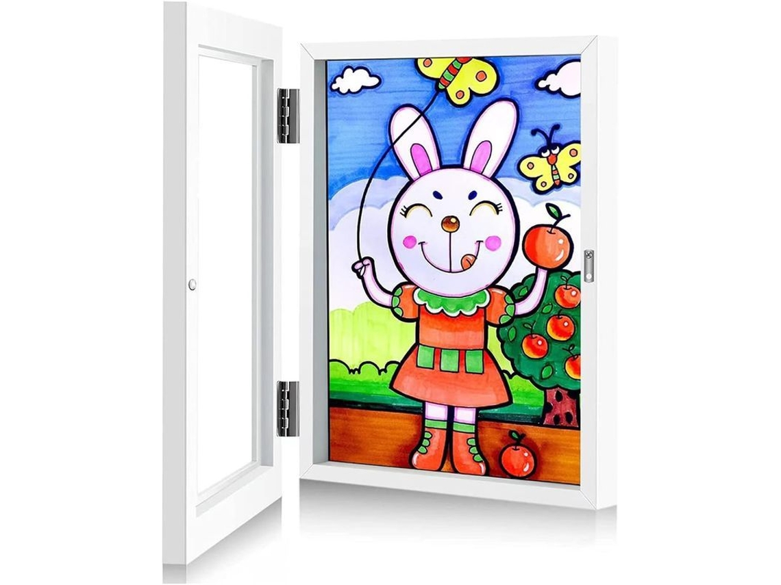 Moldura de Arte Nova Line para crianças A4, acrílico transparente, dobrável, branco