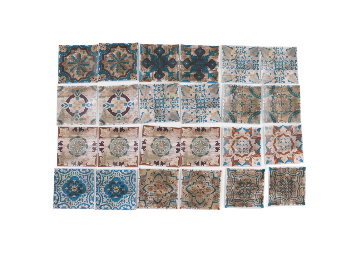 Sticker De Parede Laxiscreed 24pcs Com Design Floral Vintage 15x15cm