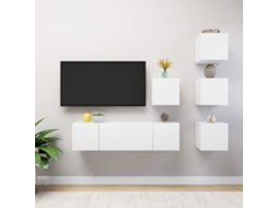Vidaxl 6 Pcs Conjunto De Móveis De Tv Contraplacado Branco