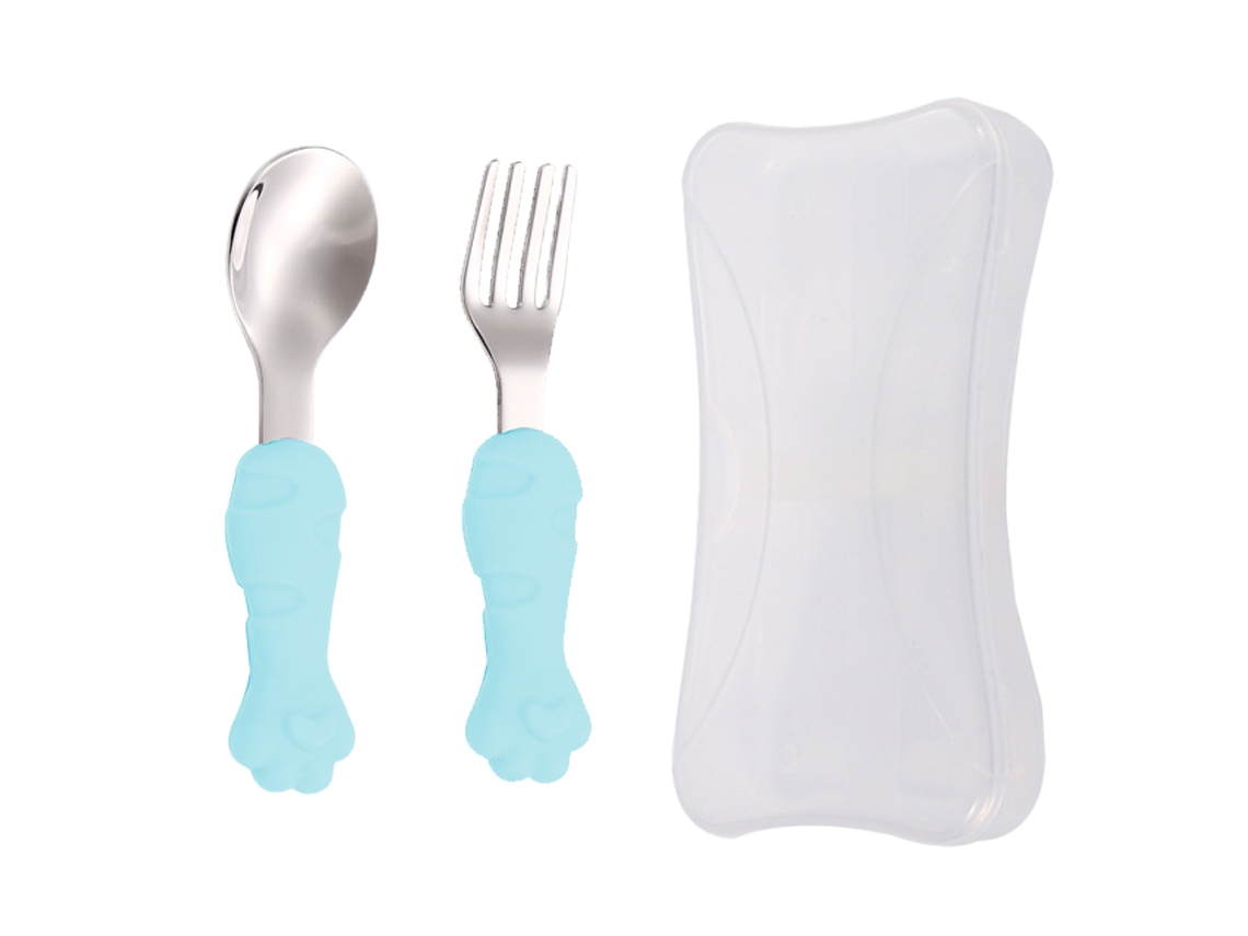 Conjunto de Garfo e Colher para Bebê Utensílios de Treinamento em Silicone NEVEANCE