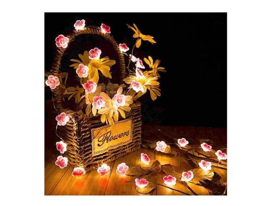 Cordão De Luzes Led, 40 Díodos, 4 M, Acabamento Rosa, Temporizador, Resistente À Água, Para Decoração De Casa, Festas, Jardim E Eventos