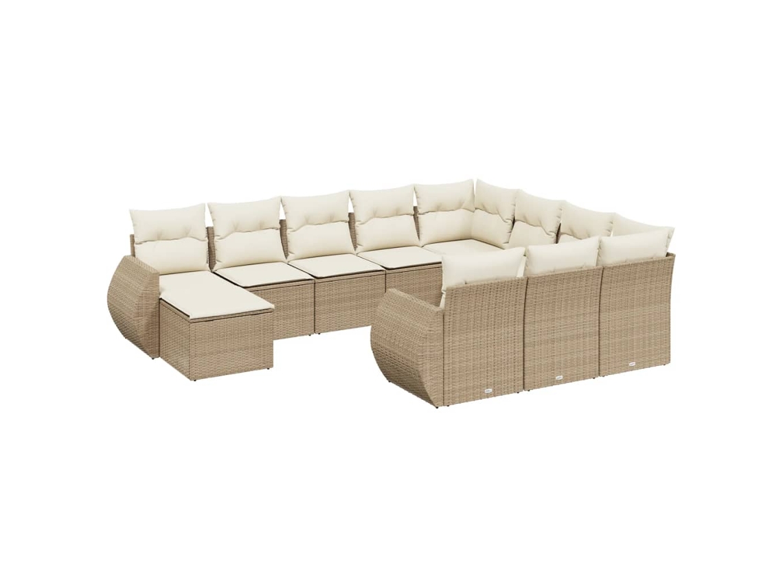 Maison Exclusive - 11 Pcs Conjunto Sofás De Jardim C/ Almofadões Vime Pe Bege