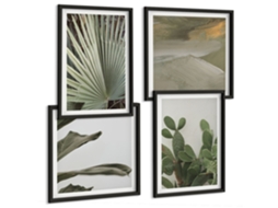 Composição De Quadros Acentos Vegetais Modernos Espelharte (4 Peças)