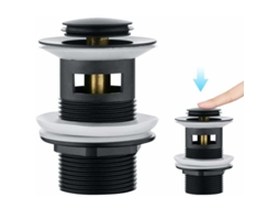 Bonde De Lavabo Clic Clac Com Trop Plein,pop Up Universal Padrão G 1 ¼ Para Banheiro,acabamento Preto Fosso Btforus