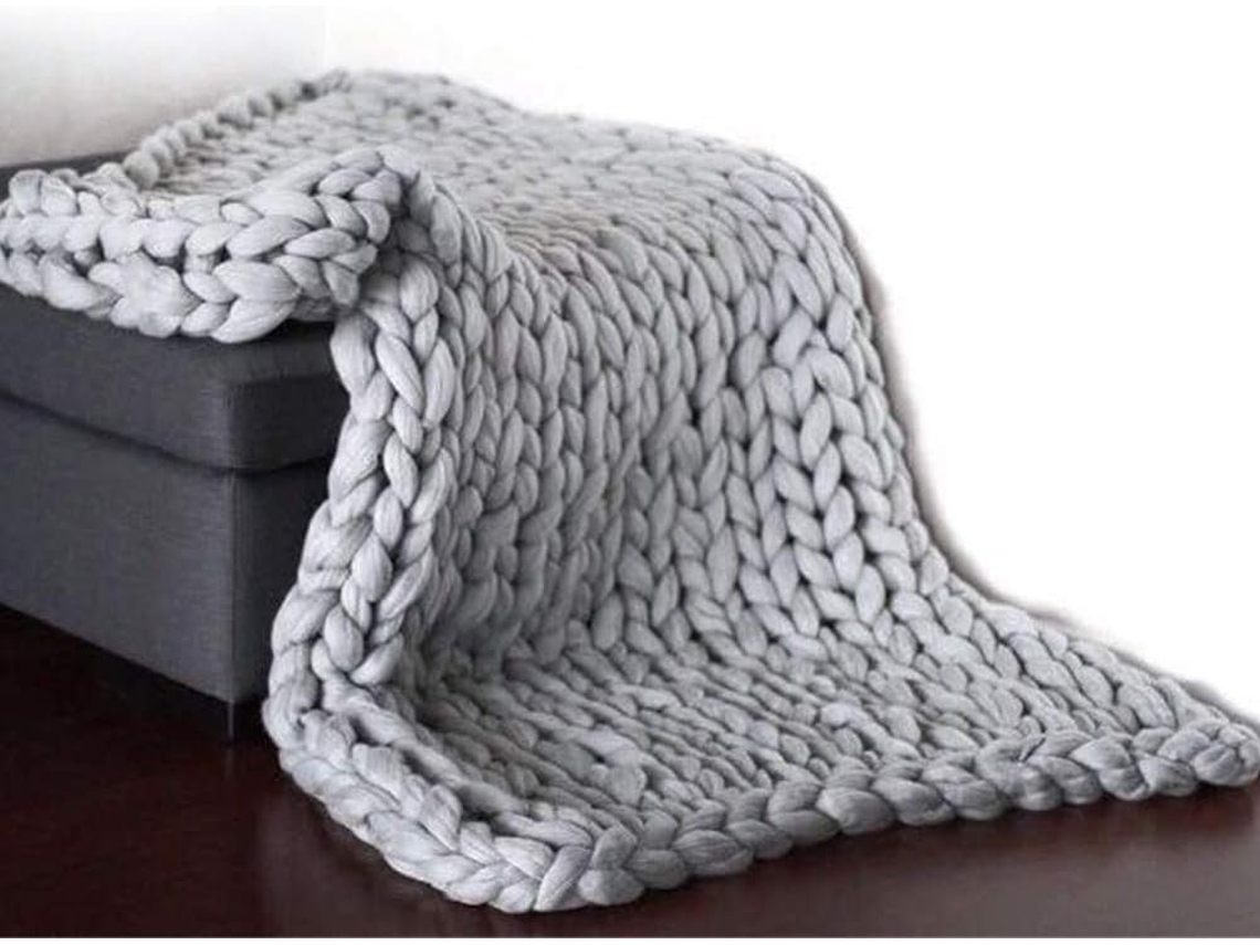Cobertor De Malha Xadrez Cinza - 100x100 Cm, Cobertor De Malha De Lã Xadrez, Cobertor De Malha De Lã Xadrez Para Cama, Cobertor De Malha