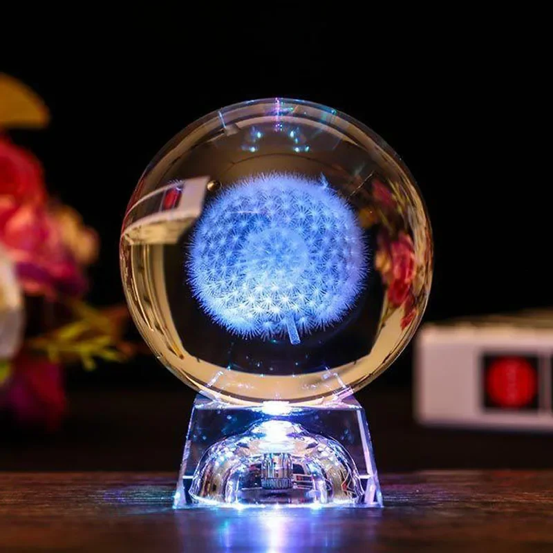 Bola de Cristal Led, Bola de Vidro 3d, Decoração para Casa, Enfeite para Presente de Dia Dos Namorados. MDUG