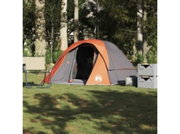 Vidaxl Tenda Familiar Estilo Cabana 6 Pessoas Imperm. Cinza/laranja