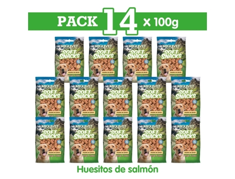Arquivet Pack 14 Ossos de Salmão 100gr Snack natural para cães