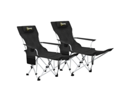 Conjunto de 2 cadeiras de camping com apoio para os pés e porta copos BTFORUS
