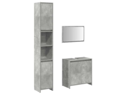 Bathroom Furniture Set, Bathroom Furniture Sets Vidaxl Cinzeto Madeira Processada (n/a)