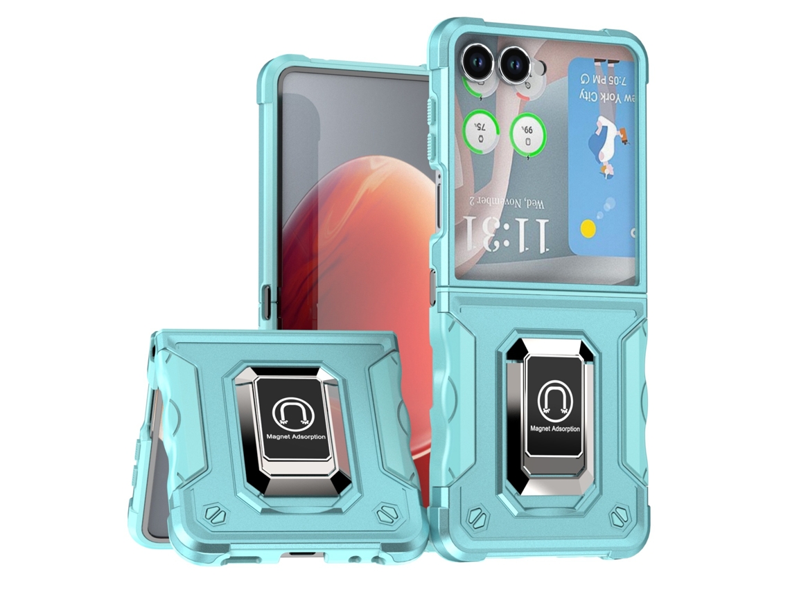 Capa Para Samsung Galaxy Z Flip4, Com Anel De Suporte E Proteção À Prova De Choque Ciano Panoona
