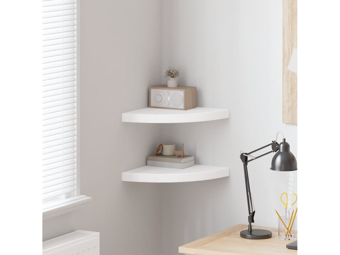 Vidaxl Prateleiras De Canto Flutuantes 2 Peças Branco 35x35x3,8 Cm Mdf