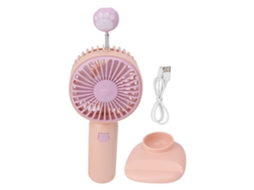 Mini Ventilador De Mesa Portátil Recarregável Via Usb Com Base Para Uso Interno E Externo, Rosa