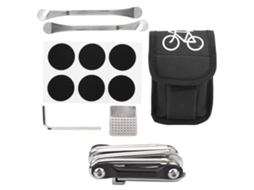 Kit De Reparo De Pneu De Bicicleta Portátil 11 Em 1 Com Ferramentas Multifuncionais E Bolsa