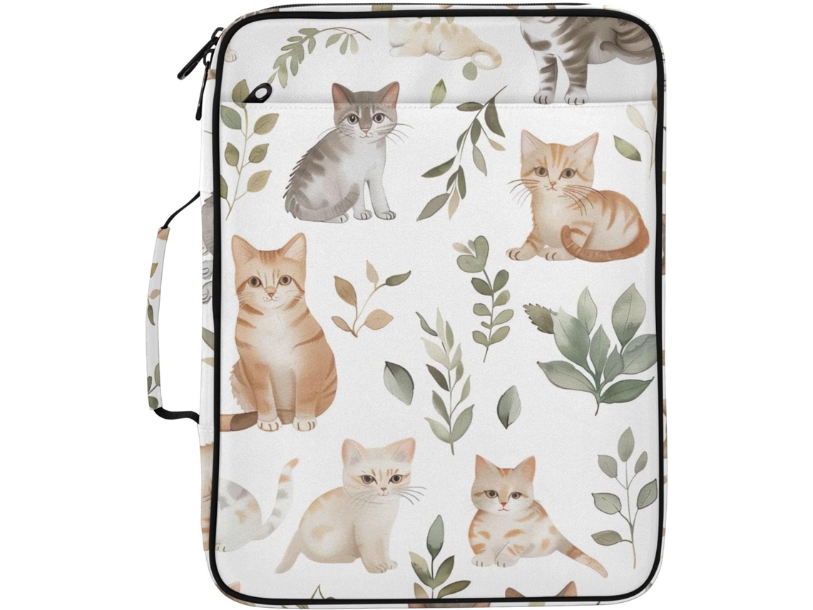 Pasta Sanfonada Expansível Com Estampa De Gatinho Branco Fofo, Com Argolas Removíveis, Organizador Documentos E