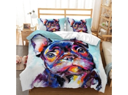 Conjunto de Cama com Estampa Cachorro em Microfibra Fronha 135x200cm