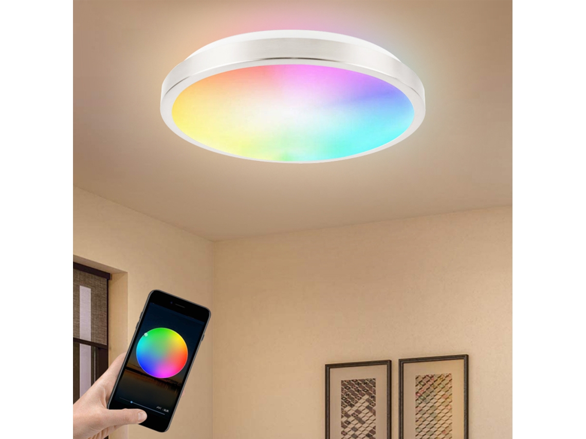 Rebe-lâmpada De Teto Inteligente 11 Polegadas 15w Embutida Wifi Rgb 2700k-6500k Controle Por Voz E App Sem Hub
